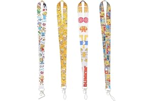 BESTZY Simpsons llaveros con mosquetón Correa para el Cuello Simpsons Cordón para el Cuello para Acollador Tarjeta de Identificación, Llaves, Cámara, Teléfono Móvil 4 Piezas llaveros