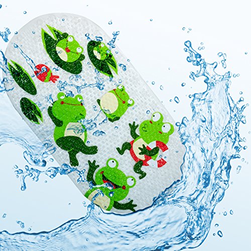 Badewannenmatte Badewanneneinlage Baby Wanneneinlage BliGli Frosch Suckers Kunststoff Antirutschmatte Schönen Optik Anti-Rutsch Badematte PVC Karikatur Entwurf Massage Dusche Badematte mit Saugnäpfen für Baby Kinder 39 x 69 cm (Frogs) - 2