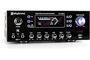 MELCHIONI Skytronic AV-120FM 103.206 Mini Amplificatore, Nero