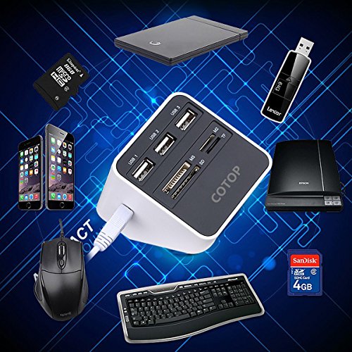 Cotop High Speed All-in-1 USB 2.0 Kartenleser USB Hub 3 * USB + MS/SD/M2/TF Kartenleser 7 Slots USB Combo (USB 2.0) - 2
