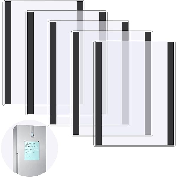 12 PCS Magnetic Sign Holders 8.5x11 - Clear Rigid Sheet Protectors For Fridge, Office & Display