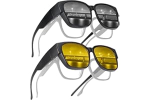 ExcellaElite 2pcs Night Driving Glasses for Men Women Anti Glare Night Driving Glasses HD Night Vision Glasses for Driving, Polarized Yellow Tinted Lens Sunglasses Polarized Night Driving Glasses
