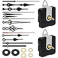 Tanstic 2 Sets Clock Movement Mechanism, Silent Quartz DIY Wall Clock Mechanism 20mm/0.8” Shaft with 5 Different Clock Hands Repair Parts Replacement