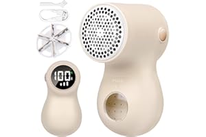 KITYHOME Mini levapelucchi, togli pelucchi elettrico ricaricabile con 3 velocità, Display digitale a LED leva pelucchi, con 1 lame extra (Beige)