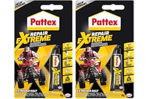 TMPPRO Pattex Extreme Repair Pegamento 8 g, adhesivo todo purpose, resistente al agua, extra fuerte para interior y exterior, resistente a la intemperie, flexible resistente, 2 tubos de 8 g