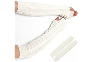 Andiker Damskie zimowe ciepłe długie rękawiczki bez palców