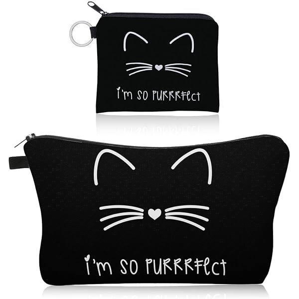 Katzen-Makeup-Tasche Mit Lustigem Spruch | Geschenk Für Katzenliebhaberinnen, Wasserdicht & Maschinenwaschbar