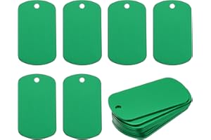 Rebower Aluminum Blank Tags Engraving Metal Stamping Blanks,[for Number Tag, Dog Tag,Pendant Decoration] - 2 x 1.2 Inch/Green / 25 Pcs