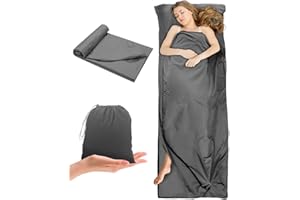 Coyonce Ultraligero Saco de Dormir Individual, Saco Dormir Adulto Suave y Sedoso, Sábanas Saco para Viajes de Camping, Saco Sabana de Dormir Ultraligero Gris