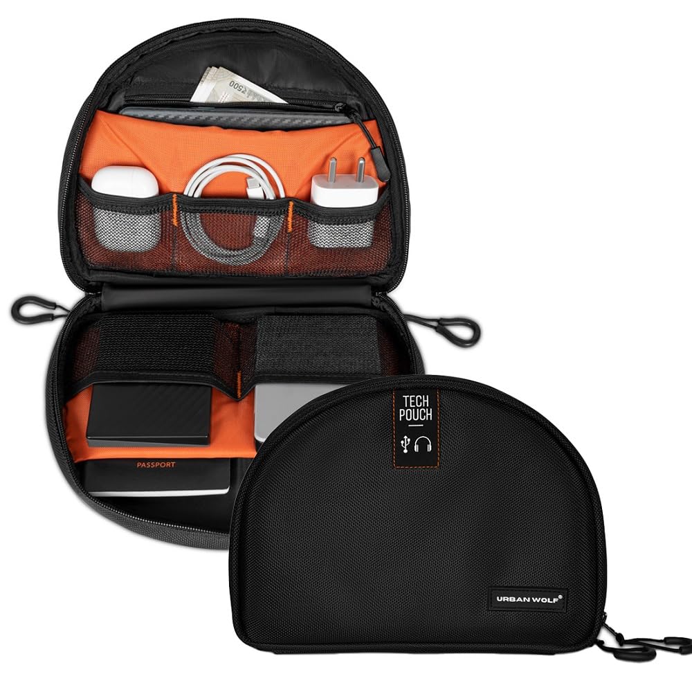 Urban Wolf Tech Pouch: The All-in-One Waterproof Travel Organizer for Cables, Adapters, Chargers, Power Banks, SD Cards, Hard
