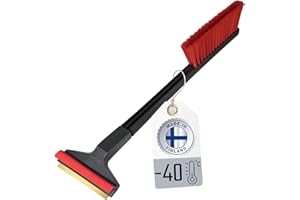 L & P CAR DESIGN Skrobaczka do Szyb Samochodowych Murska & Szczotka do śniegu – 2 w 1 - szybka, łatwa i prosto – skrobaczka mosiężna do lodu – praktyczny skrobak mróz lod i miotłą sniegu - Finlandii (czarny czerwony)