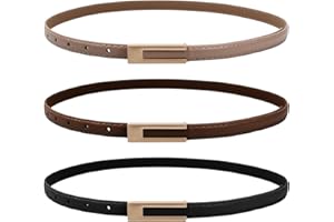 Tibapla 3 Piezas Cinturón de Cintura Fina, Moda Delgada Cinturón con Hebilla de Metal Cinturón Fino de Cuero Faux para Llévalo con Jeans, Vestidos, Cárdigans