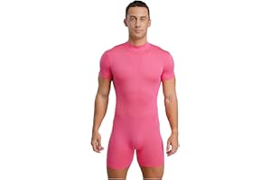 TiaoBug Herren Overalls Kurzarm Body Rundhals Unterhemd Boxer Shorts Unterhosen Männer Einteiler Stretch Unterwäsche