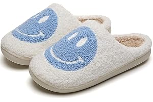 yoarmyt Smile Face Hausschuhe Damen Herren, Winter Warme Flauschige Plüsch Hausschuhe Indoor, Gesichter Hausschuhe, Rutschfeste Leichte Weiche Flauschige Pantoffeln, Frauen Bequeme Slippers Unisex