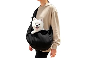 ZQSFPK Puppy Sling, Puppy Carrier, for Small Dogs, Comfortable Hands-Free Pet Carrier for Daily Walks, Shopping, Travel, Black (black)