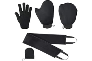 EMAGEREN 5 Stk Selbstbräuner Set Schwarz Selbstbräuner Handschuh Applikator Selbstbräunungshandschuh Exfoliating Self Tanning Handschuh Tragbar Gesichtshandschuh Rückenapplikator für Selftanning