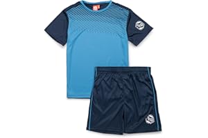 ALPHADVENTURE - Abbigliamento sportivo per bambini, set di 2 pezzi con tuta da ginnastica, maglietta a maniche corte e pantaloncini sportivi - Taglie da 6 a 14 anni