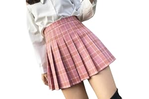 Mcaishen Falda De Verano Cintura Alta Falda De Una Línea Falda Plisada Coreana del Coreano del Viento De La Universidad Coreana Falda Plisada Linda Dulce Linda De La Manera.