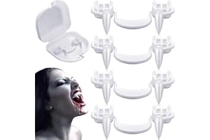 CHUANKEFANXING Vampire Teeth, Vampire Fangs Teeth, 4 Pcs Retractable Vampire Fangs, Retractable Realistic Vampire Zombie Fangs, Not Scratch The Gums Telescopic Teeth Fangs for Halloween Party