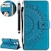 Produktbild HUDDU Compatible for Schutzhülle Sony Xperia XA2 Hülle Mandala Totem Blumen Tasche Leder Flip Handyhülle Wallet Case Cover Ultra Dünn Ledertasche Kartenfach Stand Brieftasche Klapphülle Mädchen (Blau