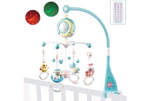 Coriver Móvil de Cuna Musical para Bebé, 360 ° Movil Cuna Bebe Carrusel com Cuna Luz y Musica con Control Remoto y Proyección, Movil Cuna para Bebé 0 a 24 meses