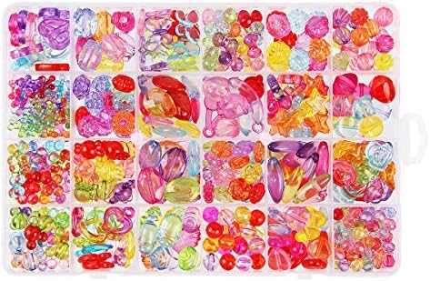 FISTE 24 Lattices Colorful Acrylic DIY Children's Hair Beaded Hand-made Hairpin Girls Toys Jewelry Wristband Maker for Children Necklace and Bracelet Great Gift