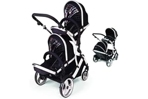 KIDS KARGO DUELLETTE 21 BS Tandem Stroller Includes Free Changing Bag with Accessories, 2 Free footmuffs 2 Free rain Covers Midnight Black