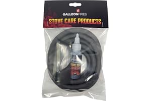 GALLEON FIRES 13mm Stove Fire Rope Pack, Black,Over Braid Fire Rope Seal Pack (with 50ml Super Seal Glue) 13mm x 2M