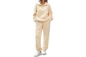 Yuson Girl Survêtement Femme Ensemble 2 Pièce Polaire Chaud Jogging Fitness Ensembles Coton Sweatshirt et Pantalon Jogger Décontracté Tracksuit Automne Hiver Lounge Set Sportswear