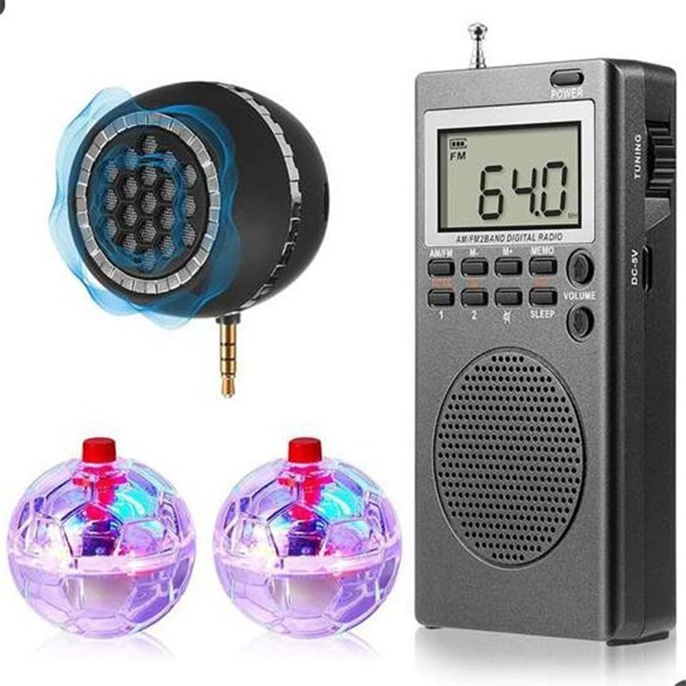 Juego de caza paranormal con radio, altavoz y bolas LED, dispositivo portátil para caza de fantasmas en interiores y exteriores, alta potencia de recepción, 4 piezas (4 unidades)