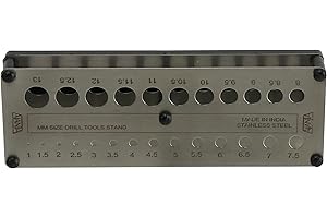 DAYTOOLS Bohrerständer BS-113, 1-13 mm | Werkstattorganisator | Rostfreier Stahl | Platz für 25 Bohrer | Aufbewahrung in 0,5 mm Schritten | Kompakte Größe: 175x60x30 mm