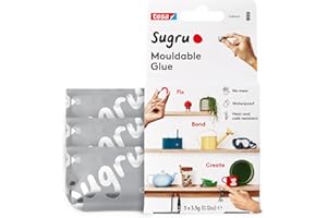 Sugru by tesa Lot de 3 tubes de colle malléable multi-usages pour fixation créative et fabrication Gris