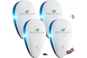 WARDBES Ultradźwiękowa ochrona przed komarami, myszami, mrówkami, muchami, pająkami, karaluchami, skutecznym elektromagnetycznym odstraszaczem ultradźwiękowym, w 100% profesjonalny i skuteczny (4 sztuki)