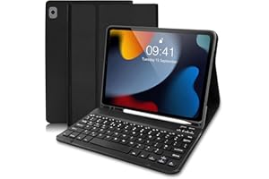 COEZFE iPad 10.2 Keyboard Case for iPad 9th Generation /8th Gen/7th Gen, 10.2 inch ipad Case with Bluetooth Keyboard (UK Layout), Keyboard Case for iPad 9th /8th /7th /iPad Air 3 /iPad Pro 10.5, Black