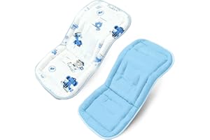 OVELIN Universal Pushchair Pram Liner Cotton Baby Pushchair Seat Liners Double-Sided Use Baby Stroller Cushion Pad for Toddler Infant 78x34cm (Elephant Whale)