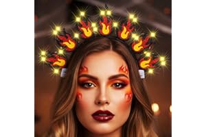 Reaky Serre-tête lumineux avec flammes lumineuses LED et paillettes - Pour concert, festival, carnaval, costume - Accessoires pour cheveux pour femme
