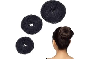 Hilai 3 piezas de Donut Bun Maker Hair Tamaño Extra Grande pelo moño Donut Maker, anillo estilo de moño Hacer Moños Pelo del Bollo Anillo Donut para Las Mujeres Tamaño (Negro)