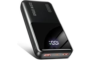 SAHESUN Power Bank 20000mAh 22.5W Klein Schnellladefunktion Powerbank 1 USB-C 2 USB-A Mini Externe Handyakkus LCD Display Akkupack für iPhone 17 16 15 14 13 Smartphones Travel Camping Outdoor etc