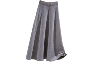 SUIUOI Faldas de Pana para Mujer Falda Larga de Pana, A-Line Faldas Plisadas de Tartán Invierno Otoño Midi Faldas Largas, Elástica Vintage Elegante Avellanada, Aldas Plisadas Casual Fiesta