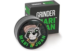 Mari & Juan Premium Grinder I Juan Edition I 2-teilig I ø 4 cm mit einer Gesamthöhe von 2 cm I aus hochwertigem Kunststoff I Kräutermühle zum Mahlen von Kräuter, Gras, Tabak, Gewürze