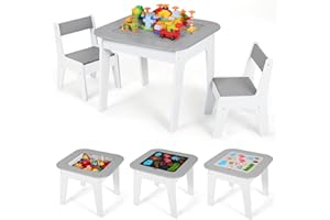 ‎MAMIZO MAMIZO Kindertisch mit 2PCS Stühlen,Kindersitzgruppe,Kindertisch, Kindermöbel für Kinderzimmer, Stauraum,Kinder Tisch Stuhl Set, Maltisch& Bauplatte, Kindersitzgarnitur,Sitzgruppe,Grau