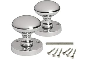 HANDLESTORE Designer Round Mortice Door Knob - Polished Chrome Sprung Door Knobs Set for Internal Wooden Doors (1 Pair)