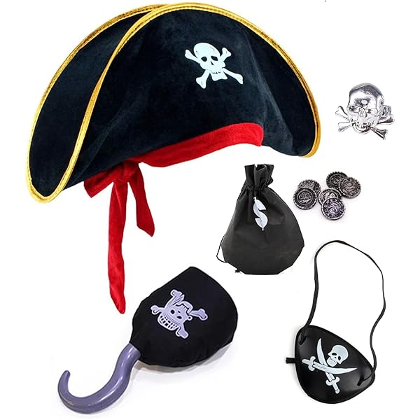 Pirate Bandana en Eyepatch 4-delige Set Schedel Hoofd Sjaal Caraïbische Kerchief Kapitein Sjaal Nickituch Bandanna