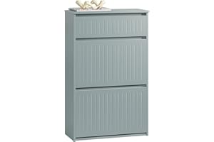 SoBuy Zapatero Estrecho Entrada Recibidor - Mueble Zapatero con 2 Solapas y Cajón Organizador - Ideal para Pasillo Estrecho - Gris, MDF Resistente, 61x26x100 cm - FSR165-HG