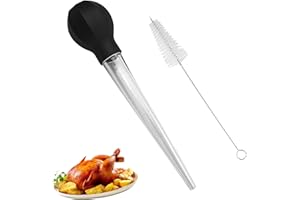 UOCAI 2 Pcs Turkey Baster, Baster for Cooking Plastic Dropper Rubber Head Turkey Oil Dropper with Cleaning Brush Turkey Bacon Chicken Basting Cooking Pipette Kitchen Gadget for Roasting BBQ