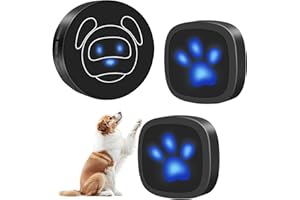 Campanello per Cani Whimsii, Campanello Wireless per Uscire, Pulsanti Impermeabili IP55, 55 Melodie, 4 Livelli di Volume e Portata di 950 Piedi (Nero, 1 Ricevitore, 2 trasmettitori)