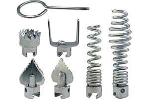 YWNYT Juego de 7 cabezales de corte de dragado de tubería de 16 mm, juego de cortador de resorte de dragado de tubería de acero de manganeso Máquina de limpieza de drenaje Kit de máquina