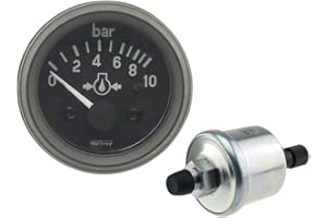 BIOPOEL Universal Öldruckanzeiger 0 bis 10 Bar mit Geber 12 Volt, Ø 52 mm