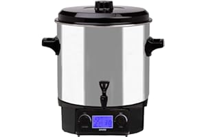 ‎DMS DMS® EA27.TDS Edelstahl Einkochautomat 27 Liter Einkochtopf Glühweintopf Heißgetränkeautomat einkocher, Digital, Timer, Display mit Zeit und Temperatur Anzeige 2000 Watt