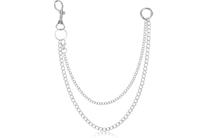 QUILAX Jean Chain for Men Women, Gothic Double-Layer Wallet Chain, Punk Silver Trousers Chains, Fashion Street Jeans Chainn Keychain Chains Punk Jewelry